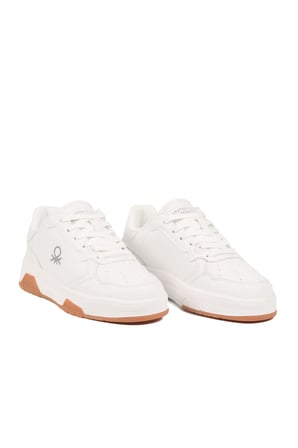 Beyaz Bağcıklı Cilt Memory Foam Unisex Spor Ayakkabı BNI-11220 G
