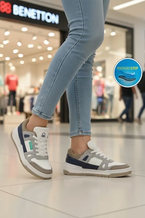Beyaz Bağcıklı Memory Foam Unisex Spor Ayakkabı BNI-11130 G
