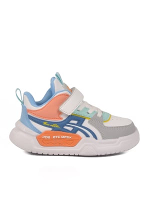 Beyaz Lacivert Cırtlı Unisex Çocuk Spor Ayakkabı BNI-11092 P