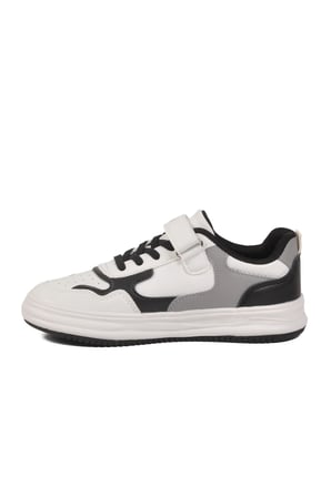 Beyaz Siyah Cırtlı Hafif Unisex Çocuk Spor Ayakkabı BNI-10020 F