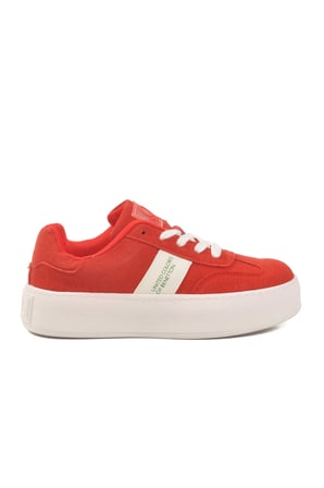 Kırmızı Hafızalı Taban Keten Bağcıklı Kadın Sneaker BNI-11241 Z