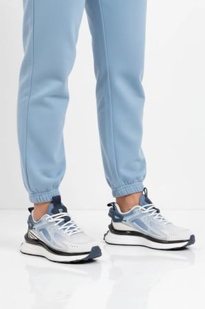 Beyaz Mavi Fileli Hafif Esnek Hafızalı Taban Unisex Spor Ayakkabı PCI-10106 G