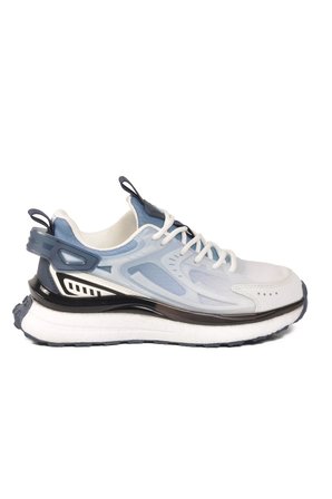 Beyaz Mavi Fileli Hafif Esnek Hafızalı Taban Unisex Spor Ayakkabı PCI-10106 G