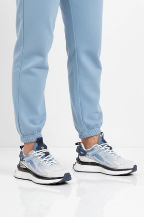 Beyaz Mavi Fileli Hafif Esnek Hafızalı Taban Unisex Spor Ayakkabı PCI-10106 G
