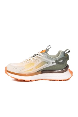 Beyaz Haki Fileli Hafif Esnek Hafızalı Taban Unisex Spor Ayakkabı PCI-10106 G