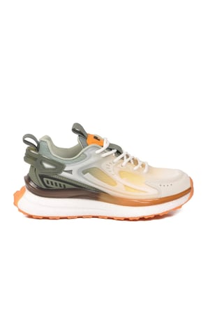 Beyaz Haki Fileli Hafif Esnek Hafızalı Taban Unisex Spor Ayakkabı PCI-10106 G