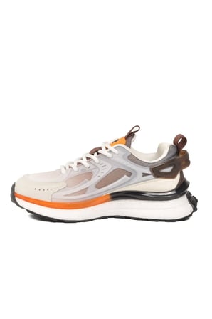 Beyaz Kahve Fileli Hafif Esnek Hafızalı Taban Unisex Spor Ayakkabı PCI-10106 G