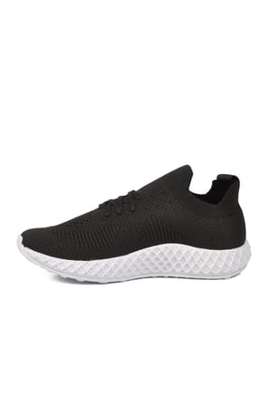 Siyah Beyaz Fileli Hafif Kolay Giyilebilir Unisex Spor Ayakkabı PC-32711 G