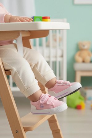 Pembe Keten Cırtlı Hafif Bebek Spor Ayakkabı BNI-30970 B