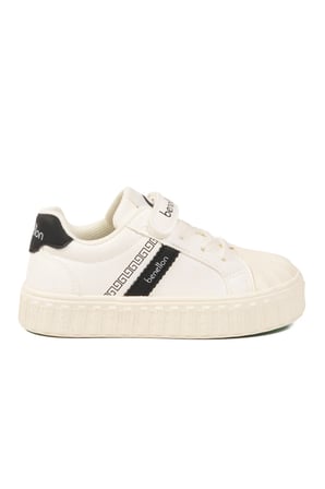 Beyaz Cırtlı Bağcıklı Unisex Çocuk Spor Ayakkabı BNI-11558 P