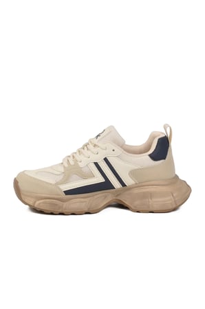 Bej Fileli Hafif Bağcıklı Unisex Spor Ayakkabı BNI-10280 G
