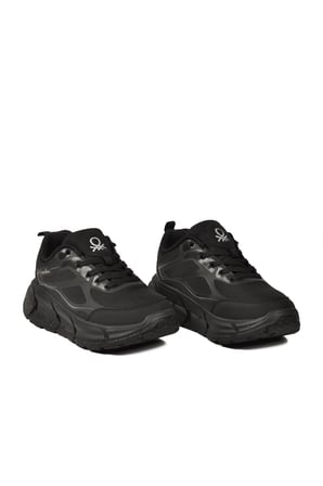 Siyah Fileli Hafif Esnek Hafızalı Taban Unisex Spor Ayakkabı BNI-11500 G