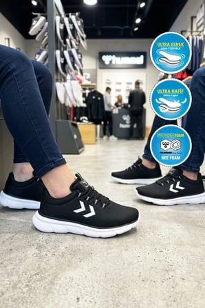 Siyah Fileli Hafif Esnek Unisex Spor Ayakkabı 900899 Hml Tyro II