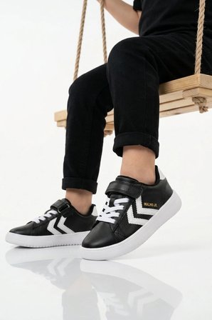 Siyah Cırtlı Hafif Cilt Unisex Çocuk Spor Ayakkabı 900869 Hml Malmo Jr
