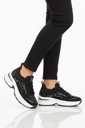 Siyah Anorak Hafif Taşlı Kadın Casual Ayakkabı 26Y303 G