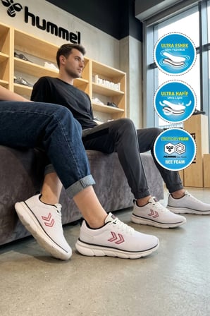 Beyaz Siyah Fileli Hafif Esnek Unisex Spor Ayakkabı 900882 Degas II