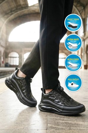 Siyah Memory Foam Misina Bağcıklı Erkek Sneaker 2250 M