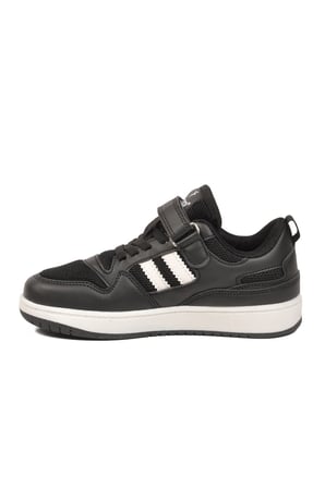Siyah Fileli Hafif Cırtlı Unisex Çocuk Spor Ayakkabı Stella F