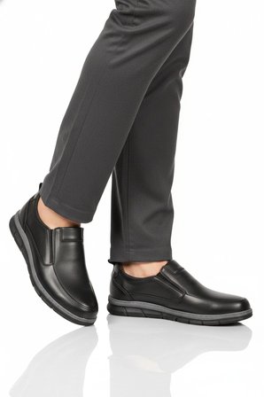 Premium Siyah Hakiki Deri Anatomik Erkek Casual Ayakkabı 3704 M