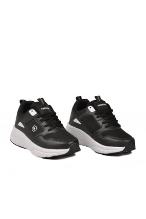 Siyah Beyaz Fileli Hafif Unisex Spor Ayakkabı 2105 Z