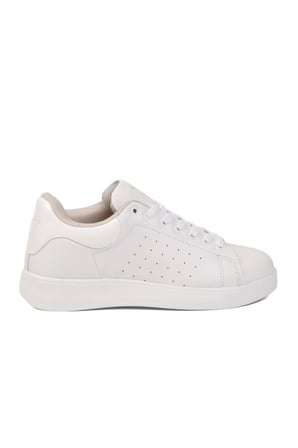 Beyaz Bağcıklı Hafif Unisex Cilt Spor Ayakkabı Costa G