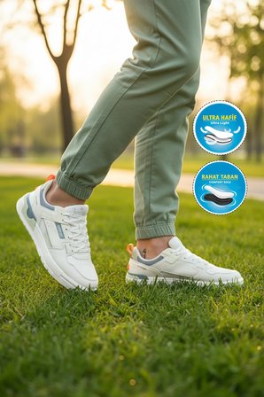 Beyaz Turuncu Bağcıklı Hafif Esnek Erkek Sneaker Soprano 101 25205 M