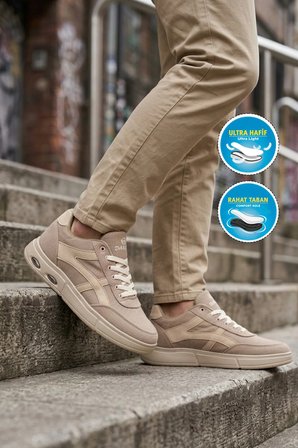 Bej Keten Hafif Esnek Erkek Casual Ayakkabı 2308 M