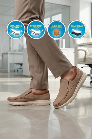 Premium Kum Nubuk Hakiki Deri Anatomik Erkek Casual Ayakkabı 2406 M