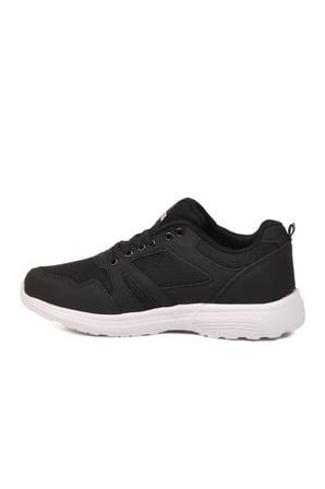 Siyah Beyaz Fileli Hafif Bağcıklı Esnek Unisex Spor Ayakkabı 020 G