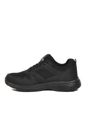 Siyah Fileli Hafif Bağcıklı Esnek Unisex Spor Ayakkabı 020 G