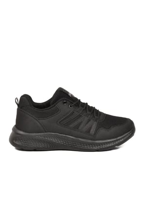 Siyah Fileli Hafif Bağcıklı Unisex Spor Ayakkabı 2029 G