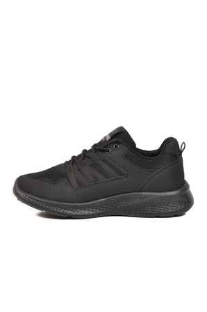 Siyah Fileli Hafif Bağcıklı Unisex Spor Ayakkabı 2029 G