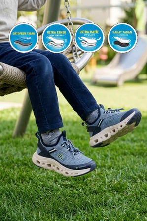 İndigo Ortopedik Geniş Kalıp Erkek Çocuk Spor Ayakkabı BXZ001 P
