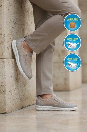 Premium Kum Hakiki Deri Anatomik Erkek Casual Ayakkabı 3704 M