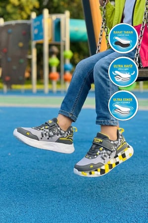 Füme Buz Cırtlı Hafif Esnek Erkek Çocuk Spor Ayakkabı 1030 F