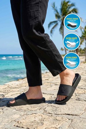 Siyah Hafif Esnek Unisex Terlik 8000-02 G