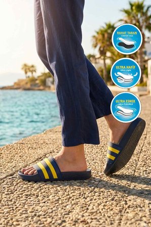 Sarı Lacivert Hafif Esnek Unisex Terlik 8000-01 G