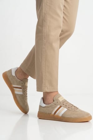 Bej Beyaz Bağcıklı Esnek Unisex Spor Ayakkabı 015 G