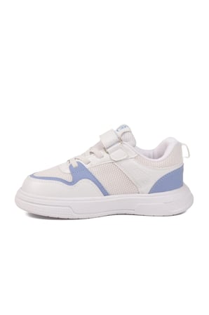 Beyaz Mavi Cırtlı Fileli Hafif Unisex Çocuk Spor Ayakkabı 026 F
