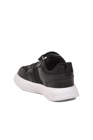 Siyah Beyaz Cırtlı Fileli Hafif Unisex Çocuk Spor Ayakkabı 026 F