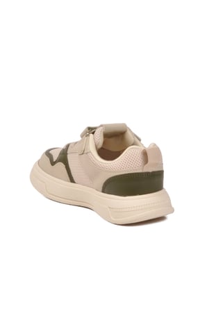 Bej Haki Cırtlı Fileli Hafif Unisex Çocuk Spor Ayakkabı 026 F