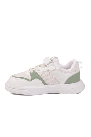 Beyaz Mint Yeşili Cırtlı Fileli Hafif Unisex Çocuk Spor Ayakkabı 026 F