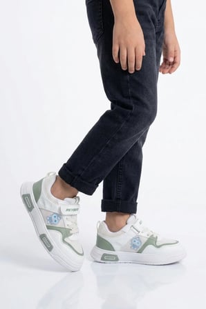 Beyaz Mint Yeşili Cırtlı Fileli Hafif Unisex Çocuk Spor Ayakkabı 026 F