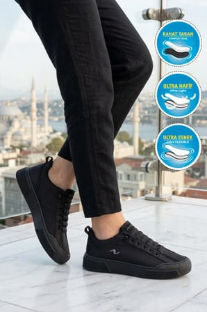 Siyah Hava Alabilen Hafif Unisex Casual Ayakkabı Champ G