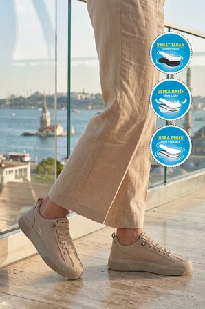 Bej Hava Alabilen Hafif Unisex Casual Ayakkabı Champ G
