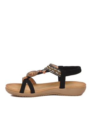 Siyah Hafif Yumuşak Tabanlı Kadın Sandalet 4054 Z