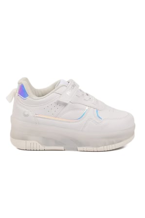 Beyaz Cırtlı Ortopedik Işıklı Unisex Çocuk Patenli Spor Ayakkabı Glow F