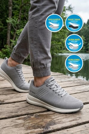Füme Anorak Örme Hava Alabilen Hafif Rahat Tabanlı Unisex Yürüyüş Spor Ayakkabı Wesley G