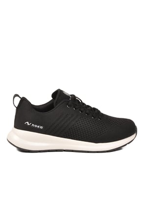 Siyah-Beyaz Anorak Örme Hava Alabilen Hafif Rahat Tabanlı Unisex Yürüyüş Spor Ayakkabı Wesley G
