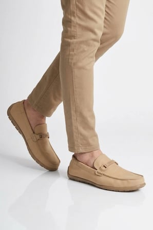 Bej Keten Hafızalı Taban Hafif Erkek Casual Ayakkabı Scany M